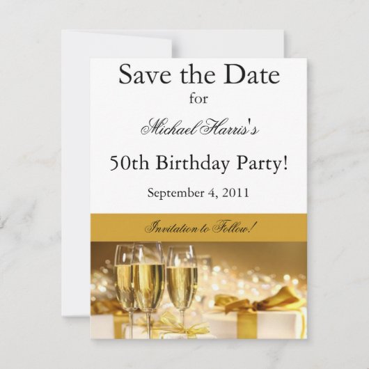 Champaagne Save the Date Invitation (Voorkant)
