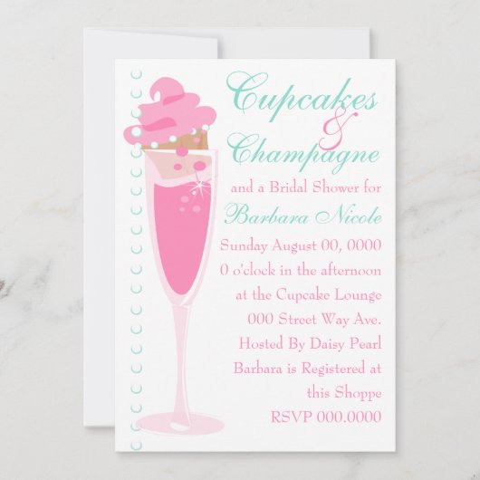 Champage, Cupcakes & Pearls Kaart (Voorkant)