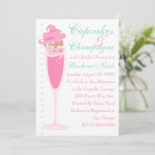 Champage, Cupcakes & Pearls Kaart (Staand voorkant)
