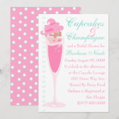 Champage, Cupcakes & Pearls Kaart (Voorkant / Achterkant)