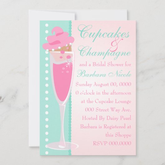 Champage, Cupcakes & Pearls Kaart (Voorkant)
