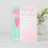 Champage, Cupcakes & Pearls Kaart (Staand voorkant)