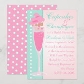 Champage, Cupcakes & Pearls Kaart (Voorkant / Achterkant)