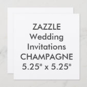 CHAMPAGNE 110 lb 5,25-inch Square Wedding Invitati Kaart (Voorkant / Achterkant)