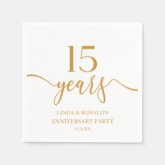 Champagne 15e bruiloft Jubileum Servet (Voorkant)