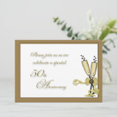 Champagne 50e verjaardagsuitnodiging kaart (Staand voorkant)