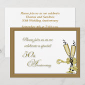 Champagne 50ste verjaardag uitnodiging (Voorkant / Achterkant)