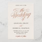 Champagne All-in-One Simple Ivory Weddenschappen G Folie Uitnodiging (Voorkant)