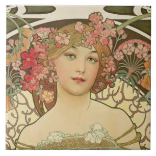 Champagne Alphonse Mucha Ceramic Tile Tegeltje