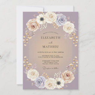 Champagne Amethyst Anemone Bruiloft Kaart