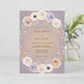 Champagne Amethyst Anemone Bruiloft Kaart (Staand voorkant)