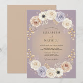 Champagne Amethyst Anemone Bruiloft Kaart (Voorkant / Achterkant)