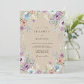 Champagne Amethyst Wilde Bloemen Bruiloft Kaart (Staand voorkant)