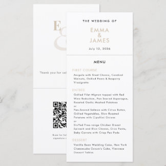 Champagne Ampersand Huwelijk | QR Code | Elegant Menu