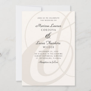 Champagne Ampersand Script Kalligrafie Trouwen Kaart