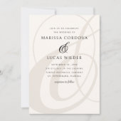 Champagne Ampersand Script QR Code Wedding Kaart (Voorkant)