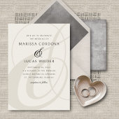 Champagne Ampersand Script QR Code Wedding Kaart