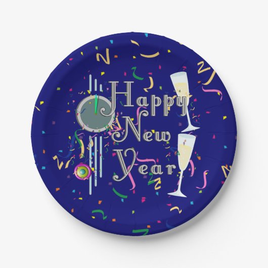 Champagne and Countdown Clock New Years Papieren Bordje (Voorkant)