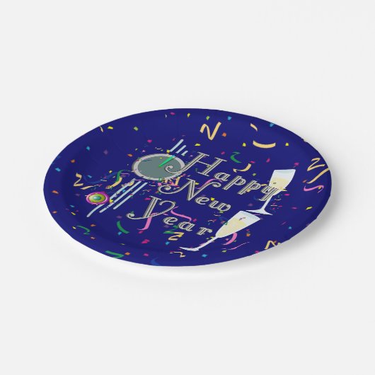 Champagne and Countdown Clock New Years Papieren Bordje (Gekanteld)