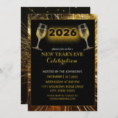 Champagne and Fireworks New Year's Kaart (Voorkant / Achterkant)