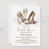 Champagne and Floral High Heel Shoes Kaart (Voorkant)