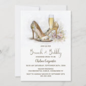 Champagne and Floral Shoes Brunch and Bubbly Kaart (Voorkant)