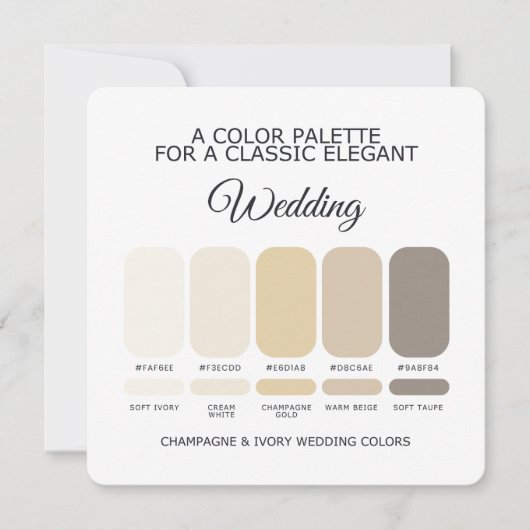 Champagne and Ivory Wedding Color Palette Card Kaart (Voorkant)
