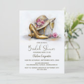 Champagne and Stylish Gold High Heel Shoes Kaart (Staand voorkant)