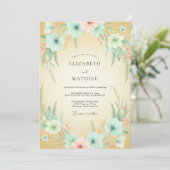 Champagne Aqua Anemone Bruiloft Kaart (Staand voorkant)