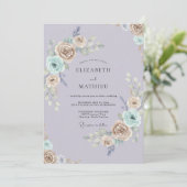 Champagne Aqua Ranunculus Eucalyptus Bruiloft Kaart (Staand voorkant)