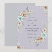 Champagne Aqua Ranunculus Eucalyptus Bruiloft Kaart (Voorkant / Achterkant)
