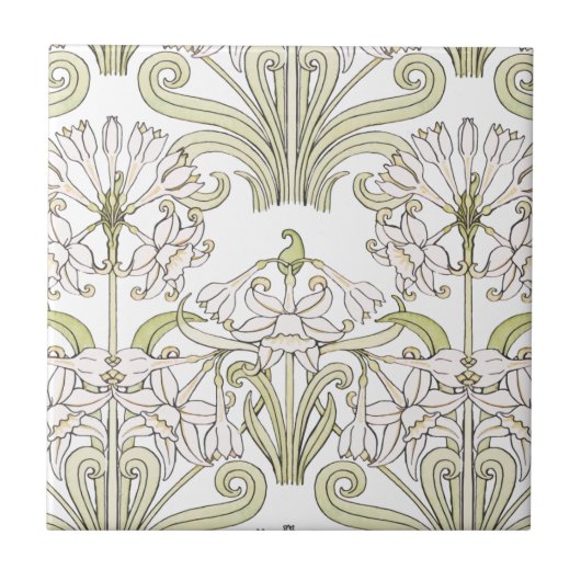 Champagne Art Nouveau Floral Tegeltje (Voorkant)