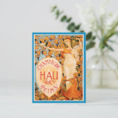 Champagne Art Nouveau Poster Art Briefkaart (Staand voorkant)