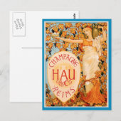 Champagne Art Nouveau Poster Art Briefkaart (Voorkant / Achterkant)