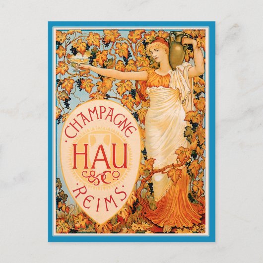 Champagne Art Nouveau Poster Art Briefkaart (Voorkant)