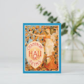 Champagne Art Nouveau Poster Art Briefkaart (Staand voorkant)