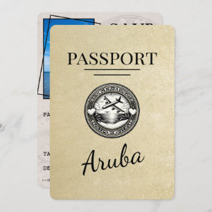 Champagne Aruba Passport Bewaar de datum Save The Date