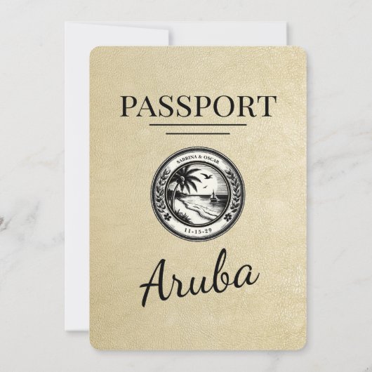 Champagne Aruba Passport Uitnodiging voor een brui (Achterkant)