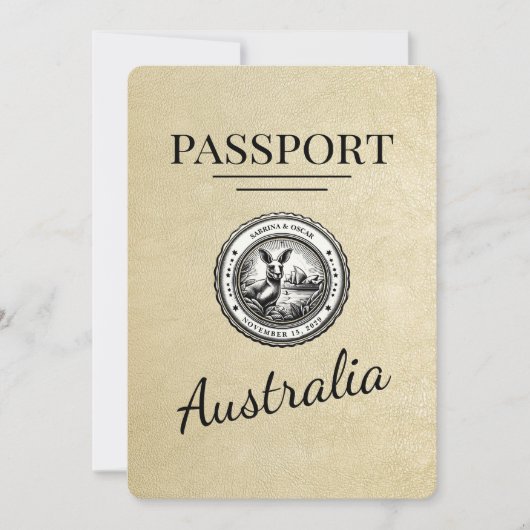 Champagne Australia Passport Bewaar de datum Save The Date (Voorkant)