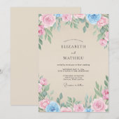 Champagne Azure Loof Eucalyptus Bruiloft Kaart (Voorkant / Achterkant)