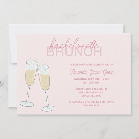 Champagne Bachelorette Brunch Uitnodiging (Voorkant)
