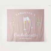 Champagne Bachelorette Feest Achtergrond Boho Bloe Wandkleed (Voorkant (horizontaal))