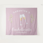 Champagne Bachelorette Feest Achtergrond Boho Bloe Wandkleed (Voorkant (horizontaal))