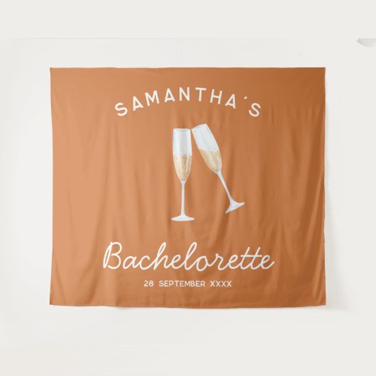Champagne Bachelorette-feest achtergrond Boho leuk Wandkleed (Voorkant (horizontaal))