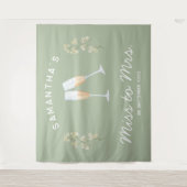 Champagne Bachelorette Feest Miss tot Mevrouw Bloe Wandkleed (Voorkant)