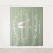 Champagne Bachelorette Party Achtergrond Boho Flor Wandkleed (Voorkant)