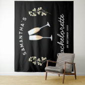 Champagne Bachelorette Party Achtergrond Boho Flor Wandkleed (In situ)