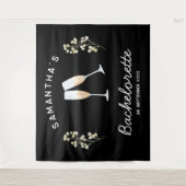 Champagne Bachelorette Party Achtergrond Boho Flor Wandkleed (Voorkant)