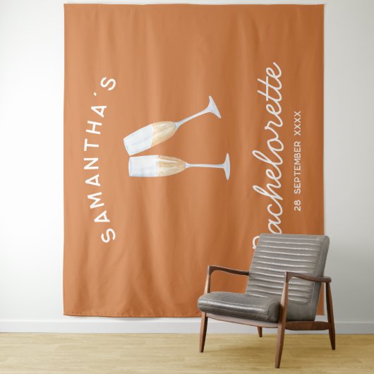 Champagne Bachelorette Party Achtergrond Boho Fun Wandkleed (In situ)