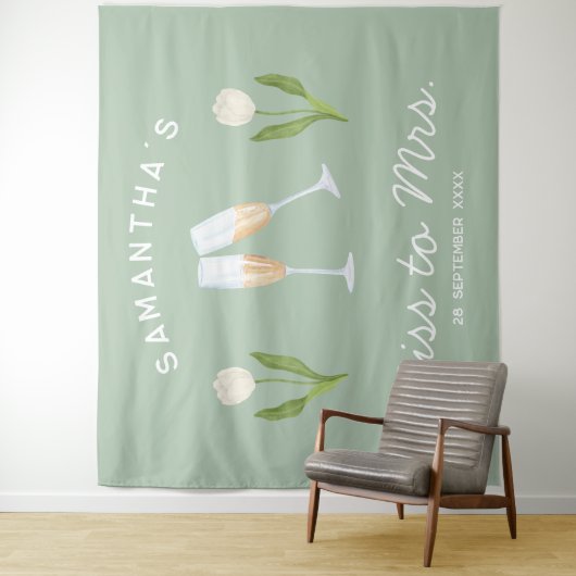 Champagne Bachelorette Party Miss naar Mrs Tulip Wandkleed (In situ)